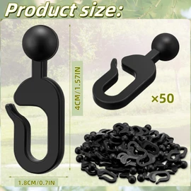 50-Pack Plastic Gazebo Curtain Hooks - Invisible Track Clips for Patio Drapes & Event Tents | Heavy Duty Waterproof Hangers, Replacement Hotel Drapery Hardware & Garden Gazebo Accessories. (A)