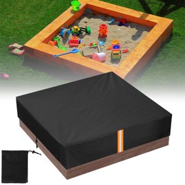 Kasanni Sandpit Cover, Waterproof Sandpit, 420D Sandpit Tarpaulin with Reflective Strips and Storage Bag, Sand Cover, Pool Cover with Drawstring and Elastic Band, 150 x 150 x 20 cm