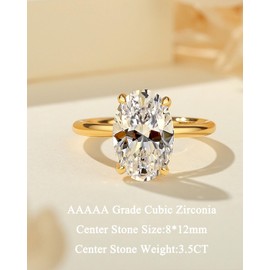 RURULUYA 3.5CT Elongated Oval Cut Engagement Rings for Women,Simulated Diamond Promise Ring,925 Sterling Silver 18K Yellow Gold Plated Ring