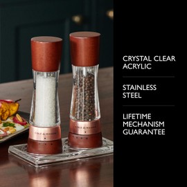 Cole & Mason Derwent Salt & Pepper Mill Gift Set - Salt & Pepper Shaker & Grinder with Adjustable Coarseness - Gourmet Precision Mill Set - Stainless Steel & Acrylic Grinders - Rose Gold