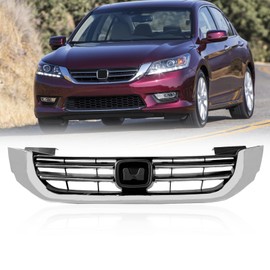 DIBON AUTO Front Chrome Bumper Grill Compatible For Honda Accord Sedan 4 Door Grille 2013 2014 2015