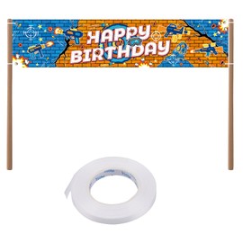 Dart Theme Birthday Party Banner, 70.87x15.75in Dart Party Happy Birthday Decorations for Boys Fun Backdrop & Photo Props