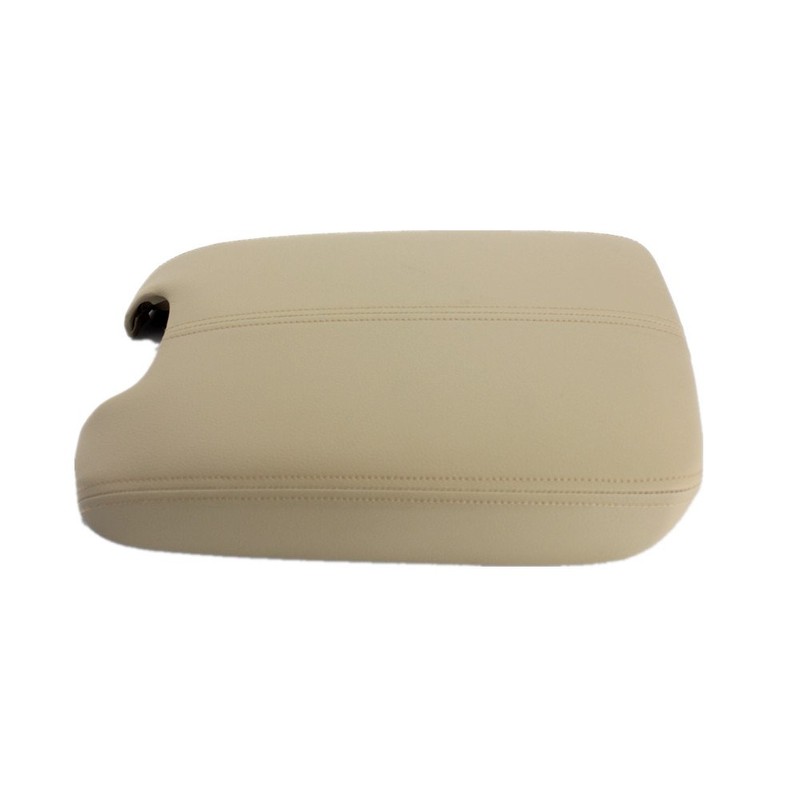 Ezzy Auto Beige Leather Suture Console Armrest Lid Cover for