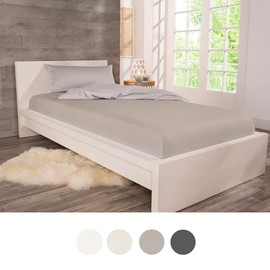 Schlafwohl Basic Jersey Fitted Sheet with 25 cm Bridge, Fitted Sheet with Non-Slip All-Round Elastic, Cotton Bed Sheet with 25 cm Bridge, Size: 180 x 200 cm, Pack of 1, Colour: Silver