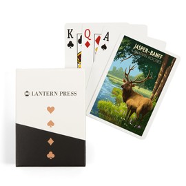 Lantern Press Jasper, Banff, Canada, Canadian Rockies, Roosevelt Elk, Painterly (52 Playing Cards, Poker Size Card Deck with Jokers)