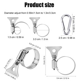 NQEUEPN 4pcs Flag Pole Rings, 0.59-1.3in Adjustable Flagpole Clips with Carabiner Clamp Stainless Steel Flag Pole Grommet Rings Flag Clips for Flagpole Outside House, Garden, Boat, Yacht