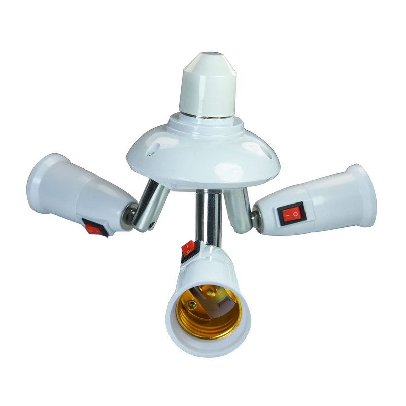 YCSSSD 3 in 1 Light Socket Splitter Adapter, E26/E27 Socket