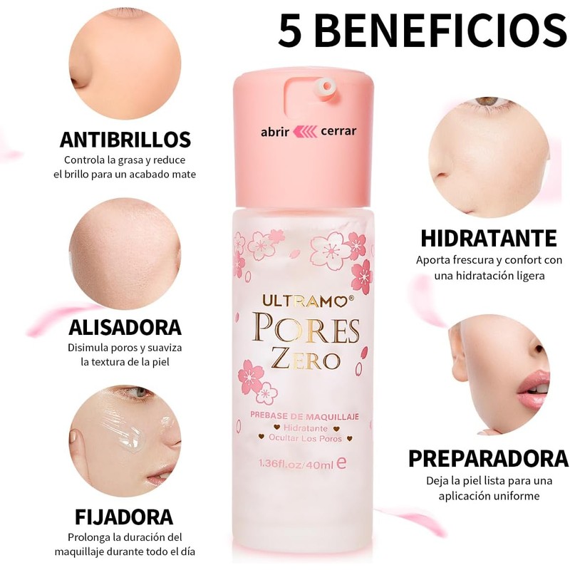 ULTRAMO Primer de Maquillaje, Prebase de Maquillaje en Gel 40ml