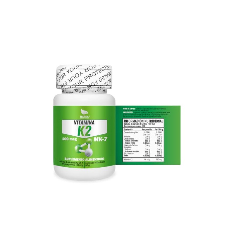 Natsa Vitamina 100 Softgels Mcg Menaquinona Día
