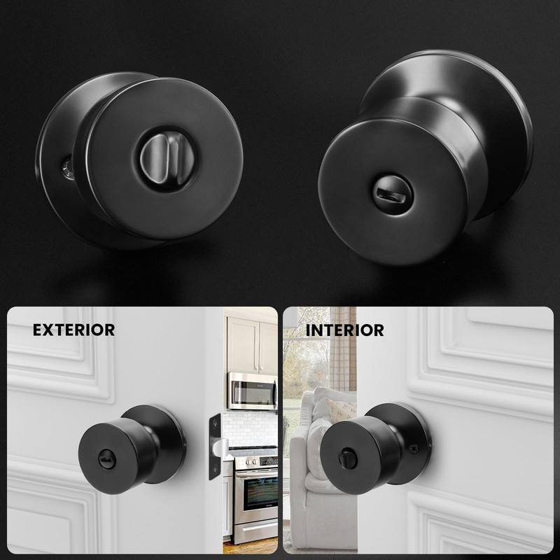 Haidms 1 Pack Matte Black Door Knobs Interior, Privacy Door