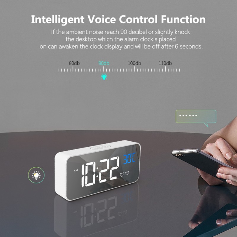 LED Digital Alarm Clock for Bedroom Electronic Clock with Thermometer