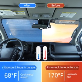 Bekantogy Car Windshield Sun Shade Windshield Sunscreen Heat Shield Compatible with Nissan Frontier 2022-2025 Front Windshield Sun Shade Folding Sunshade UV Protection