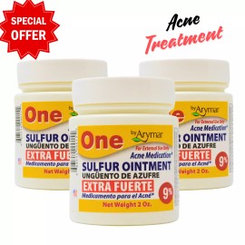 One by Arymar Sulfur Ointment 2 oz 9% for Acne Treatment Made in USA [3 PACK]