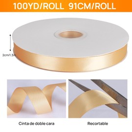 100 Yardas Cinta de Envoltura de regalos,2cm,Listón Satin De Doble Cara,Cinta De Satén De Color Sólido,Rollos Satinado Colores Listón para Bodas Cumpleaños Ramos,Tocados,Decoración navideña
