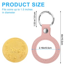 Gjinxi Leather AA Coin Holder Keychain for Standard Challange Coin, Quarter, Universal Coin Collection Stroage (Pink)