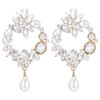 Crystal Cluster Statement Earrings Dangling with Pearl, Wedding Prom Party