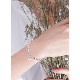 HAYOUWAY 4 mm Rose Quartz Gemstone Bracelet Women Girls with Letter Charm Healing Stones Bracelet Natural Stone Bracelets Gifts for Women Girls Best Friend Birthday Chakra Bead Bracelet Women,