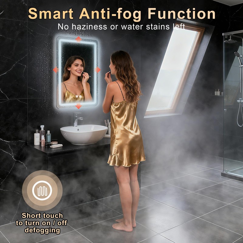 LED Bathroom Mirror, 16 x 24 Inch Anti-Fog Bathroom Mirror