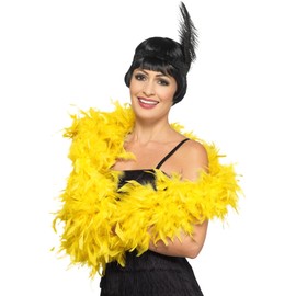 Smiffys Deluxe Boa, Yellow 180cm, 80g, 1920's Razzle Fancy Dress, Adult Dress Up Accessories
