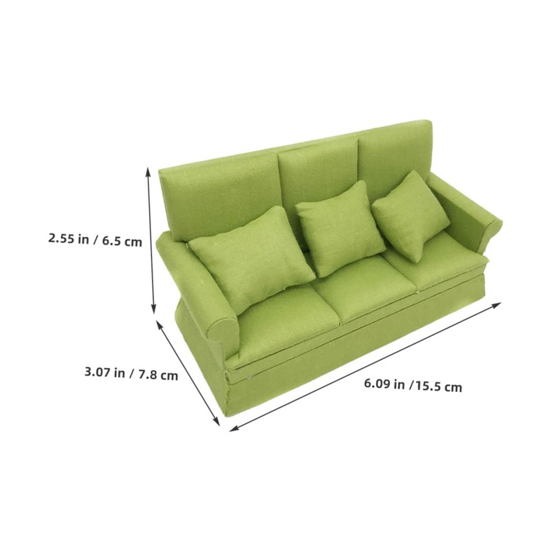 MINAOLULUS 1 Set Dollhouse Sofa 1:12 Scale Miniature Sofa Green