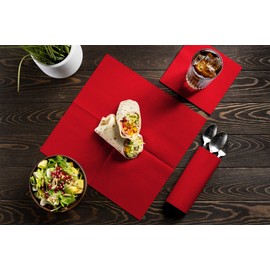 100 Linen-Feel Colored Paper Napkins - Decorative Cloth-Like RED Luncheon Napkins - Soft And Absorbent. For Kitchen, Party, Wedding, Dinner Or Any Occasion. (Pack of 100)