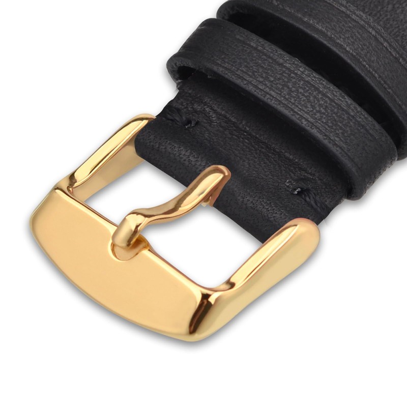 WOCCI 17mm Vintage Leather Watch Strap with Gold Buckle, Replacement
