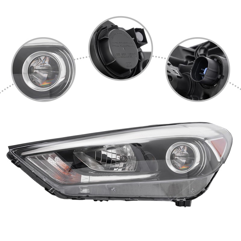 QUEWATSA Front Headlights for 2016-2018Hyundai Tucson, Halogen LED DRL Headlight,