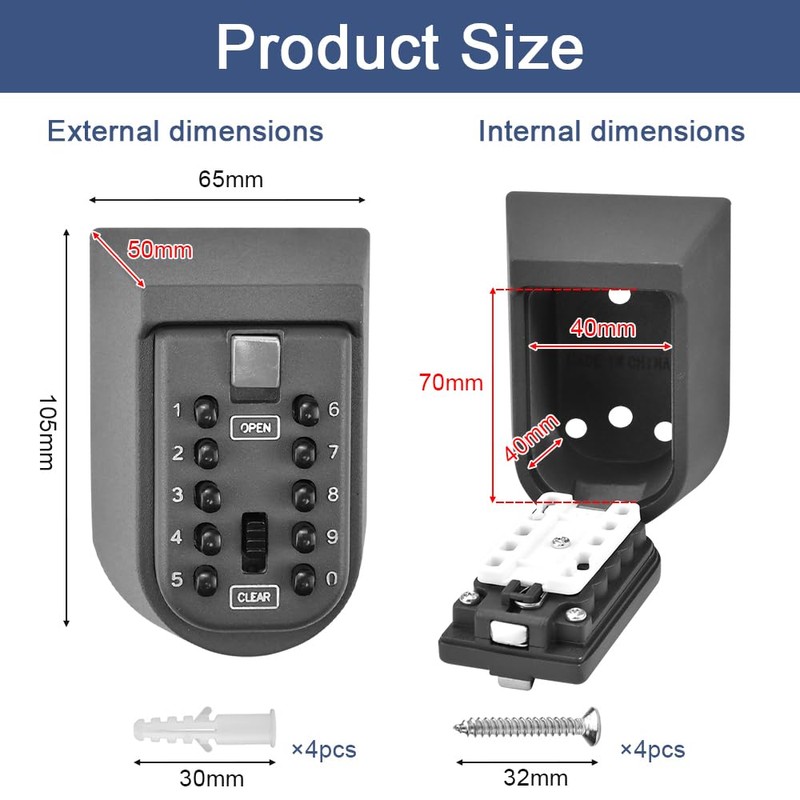 FTISSLY Key Safe with Number Code Key Safe Outdoor Key