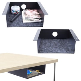 Patioer Under Desk Storage Shelf, Steel Under Desk Tray Mountable Add-On Shelf for Table Office Desk, Small (Pack of 2)