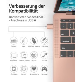 Syntech USB C to USB Adaptor, Rose Gold