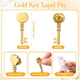 Ecally 20 Set Employee Appreciation Gifts Bulk Gold Key Shaped Lapel Pin with Thank You Cards Self-Adhesive Bags Team Inspirational Gifts for Employee Staff Coworker Teachers Volunteers