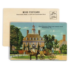 Williamsburg, Virginia, Exterior View of the Royal Governor's Palace and Colonial Coach (4x6 Birch Wood Postcards, 2-Pack Stationary, Rustic Home Wall Decor)
