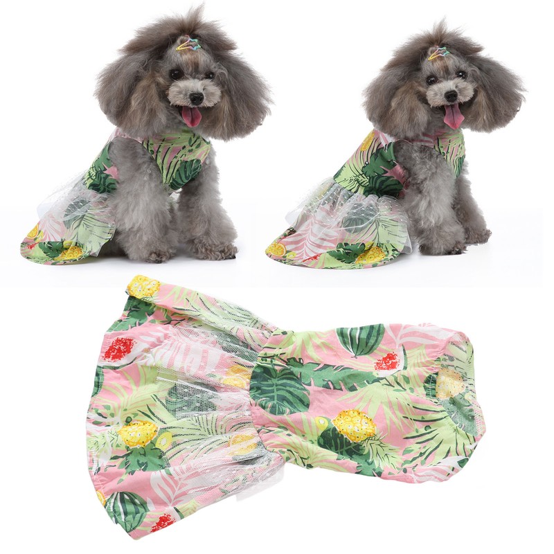 Dog Dress Romantic Classic Leaf Pattern Soft Comfortable Doggie Princess