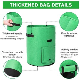 LATERN 4Pcs Potato Grow Bags, 7 Gallon Potato Growing Bags Potato Planting Bag with Flap and Handles for Potato, Tomato, Carrot (Green)