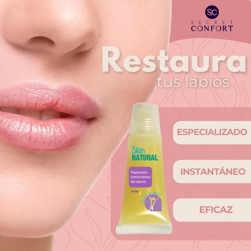 Skin Natural - Reparador Instantáneo de labios sin sabor, 100%