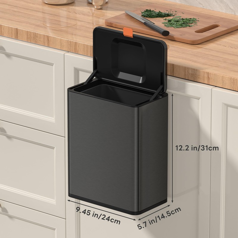 Mbillion Kitchen Compost Bin Hanging Trash Can with Lid 2.1