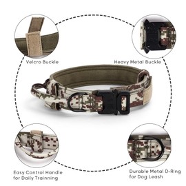 Alainzeo Tactical Dog Collar, Military Training Adjustable Nylon Dog Collar with Control Handle and Quick-Release Heavy Metal Buckle for Medium and Large Dogs (Brown, L)