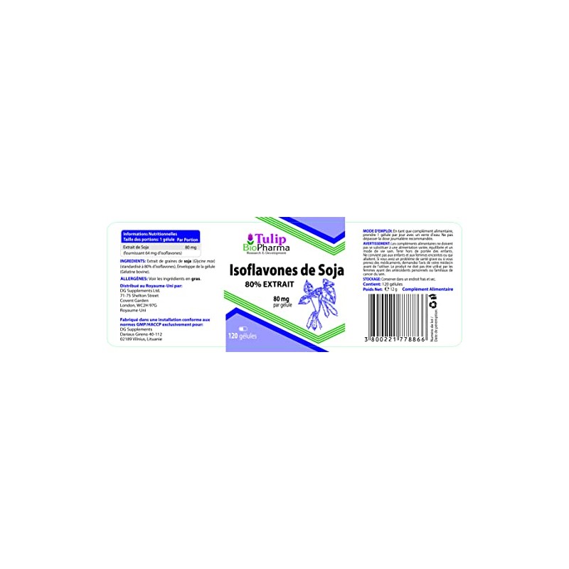 SOYA Isoflavones 80% Extract 120 Capsules, 3rd Party Lab Tested,