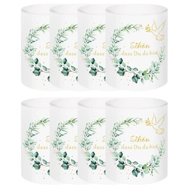 CULEB 8 x Tea Lights Table Decoration, Beautiful That You Are Here, Light Cover in Eucalyptus Decoration, Tea Lights, Christening, Communion Table Decoration, for Birth, Wedding, Christening, Baby