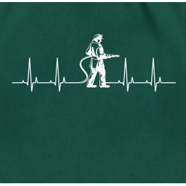Turnbeutel Rucksack - Taschen - Feuerwehrmann Herzschlag Feuerwehr EKG Herzlinie I Freiwillige Feuerwehr Geschenke für Feuerwehrmänner I Jugendfeuerwehr Weihnachtsgeschenke - Unisize - Dunkelgrün