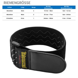 Trilancer Trilancer Gurtb?nder mit Klettverschlssen, 3 Gr??en(61/46/30cm x 5cm), Elastische Gurte,Klettgurte und Packriemen fr die Organisation Ihrer Verl?ngerungskabel, Schl?uche, Fahrrad, Werkstatt, Garage