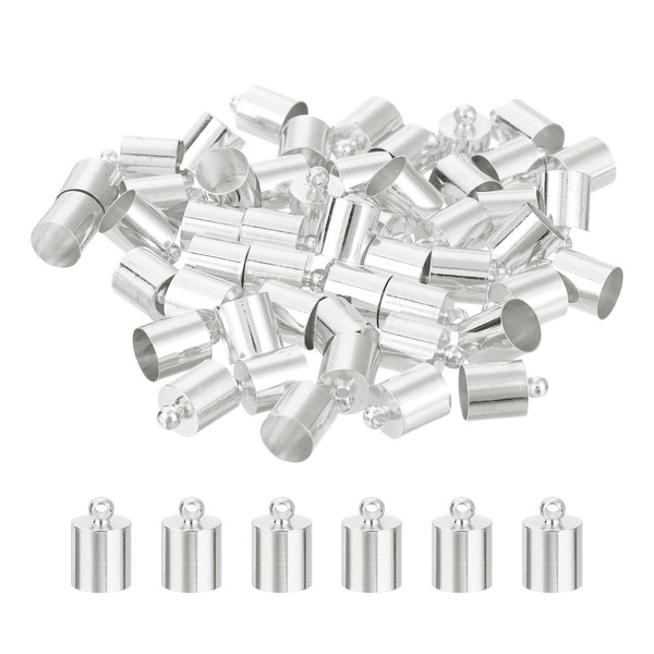uxcell 50Pcs Leather Cord End Caps, 8mm OD Column Barrel