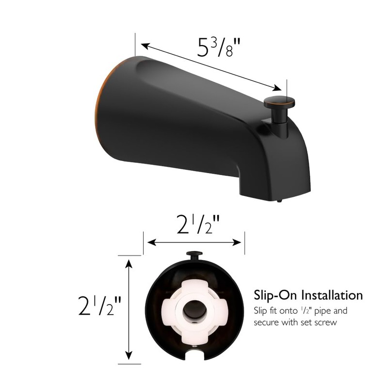 Design House Bathtub Diverter Spout, 1/2-in. Slip-Fit, Oil-Rubbed Bronze, 5.34