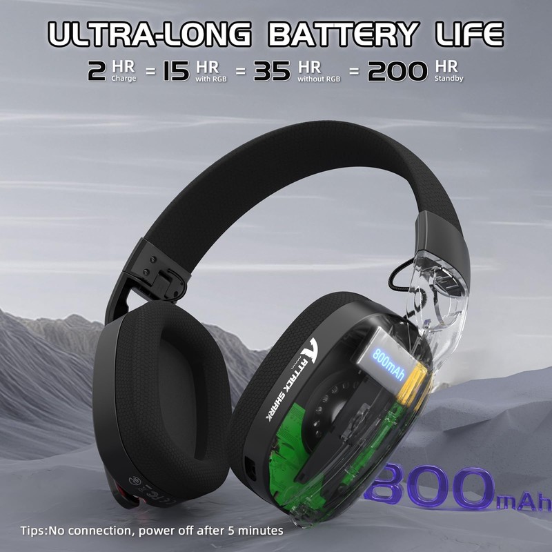 ATTACK SHARK L90 Ultralight Wireless Gaming Headset, BT, 2.4G, 3.5mm