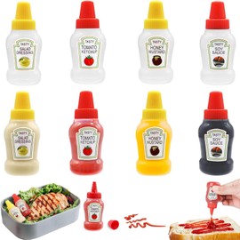 8 Pcs Mini Condiment Squeeze Bottles,25ml Condiment Squeeze Bottle,Plastic Portable Containers Bottle for Lunch Box, Picnic, BBQ,Adults,Office,Lunchbox