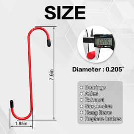FITHOIST 2 Pieces Brake Caliper Hangers,Caliper Hanger Hooks with Black Rubber Tips,Strong and Durable Automotive Tools for Braking, Bearing, Axle and Suspension Work,Red