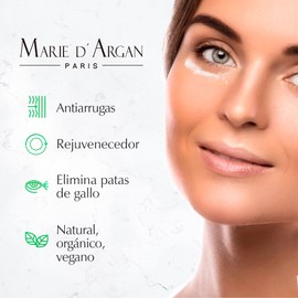 Tratamiento Contorno de Ojos Marie d'Argan, Natural, Orgánico, Vegano, Hidrata, Disminuye Arrugas, Repara Bolsas y Ojeras, con Aloe Vera y Aceite de Argán, Unisex