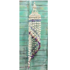 Bamboo Source Tropical Decor Butterfly Stairway Shell Wind Chime 35 Inches x 6 Inches (Purple)