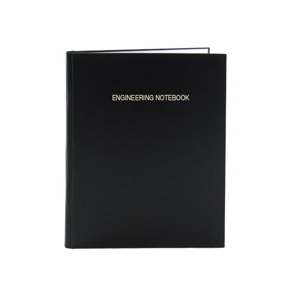 BookFactory Black Engineering Notebook/Graph Paper Notebook/Quadrille 4 X 4 Quad