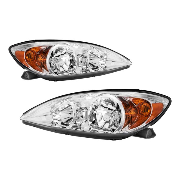 AUTOSITY Headlights Assembly Compatible with Camry 2002-2004 Chrome Housing, Clear